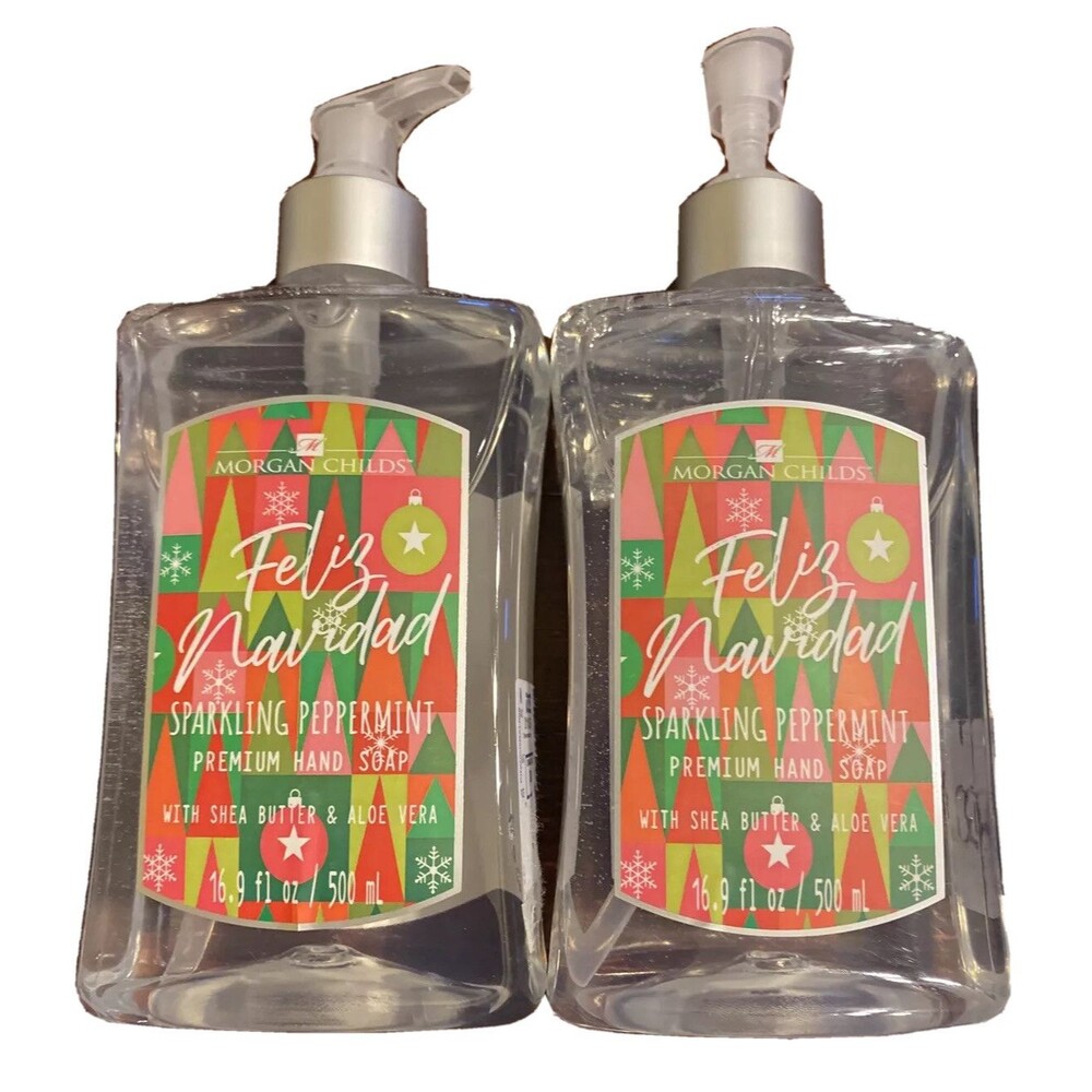 Morgan Childs Hand Soap SheaButter Aloe Vera Sparkling Peppermint 16oz Lot of 2